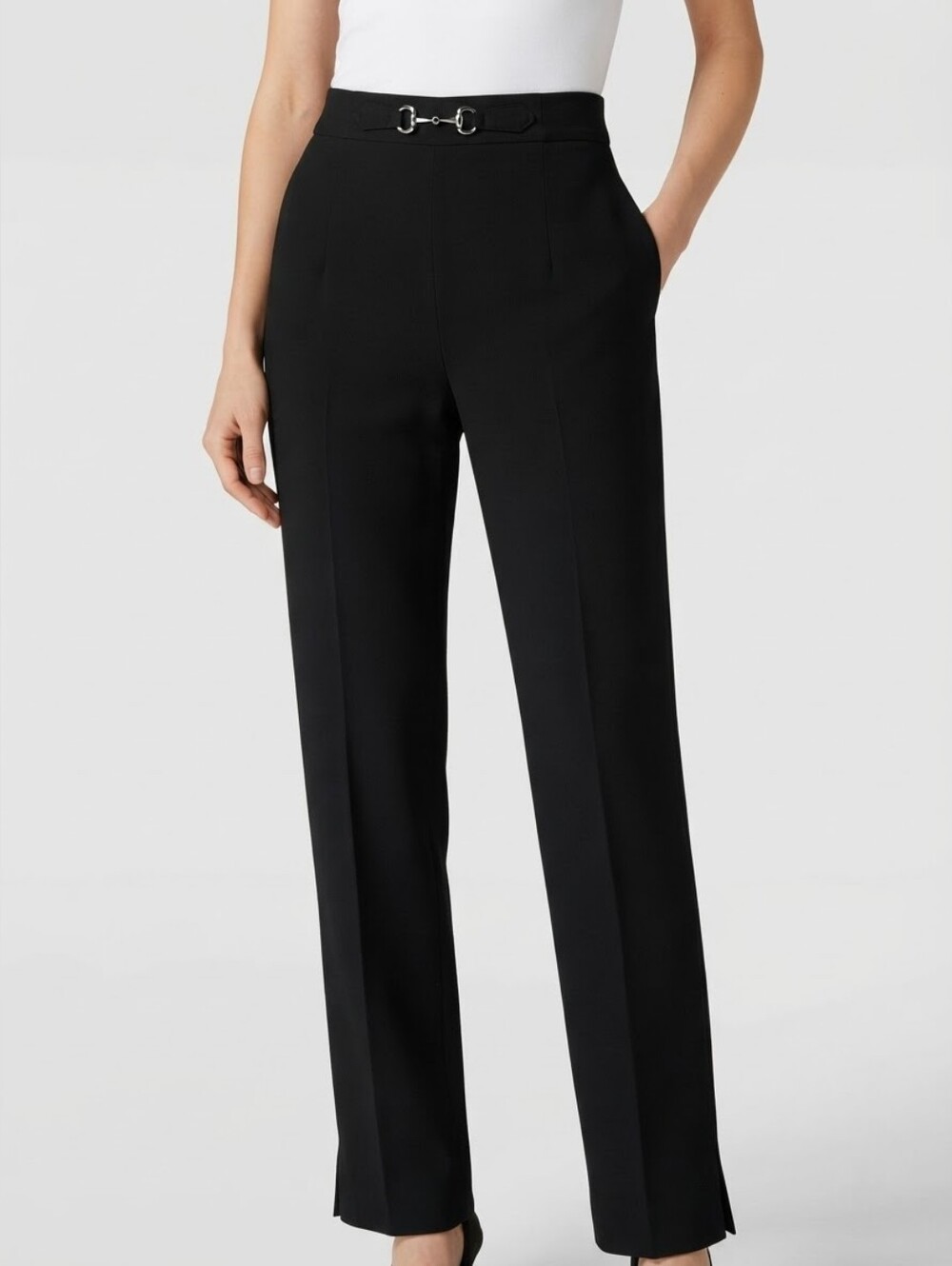 Vintage Gianni Sport Black Horsebit High-Waisted Tailored Trousers Size 12